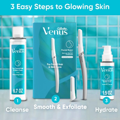 Venus for Facial Hair &amp; Skin Care Exfoliating Dermaplaning Razor + 2 Blade Refills Starter Kit 3ct - New by This is Beauty US