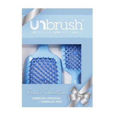 UNbrush Holiday Pastel Detangling Hair Brush Set 2pk Periwinkle Light Blue - Imperfect Box by This is Beauty US