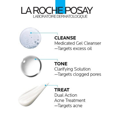 La Roche Posay Effaclar Dermatological Acne Treatment 3-Step System Kit Medicated Gel Cleanser 7.5 fl oz - Imperfect Box by This is Beauty US