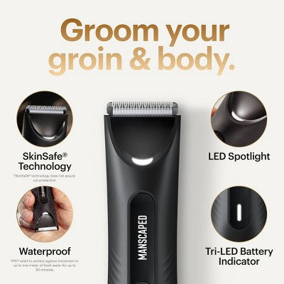 MANSCAPED The Lawn Mower 3.0 Plus Essentials Shaving Kit, SkinSafe Electric Groin and Body Hair Trimmer, Men&