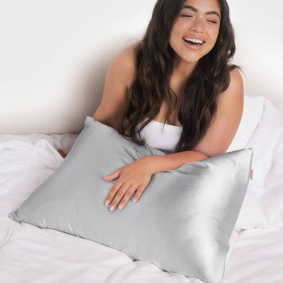 Kitsch Queen Size Satin Standard Pillowcase Thread Count Silver - Imperfect Box by This is Beauty US