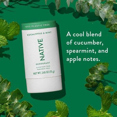 Native Solid Deodorant for Men; Women Eucalyptus; Mint Aluminum; Plastic Free 2.65oz - Imperfect Container by This is Beauty US