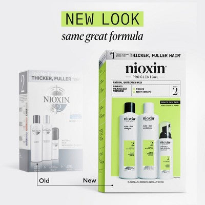 Nioxin System 2 Hair Thickening Natural &amp; Untreated Hair Shampoo &amp; Conditioner Kit 3ct - New