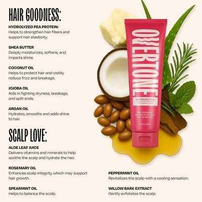 Overtone Raspberry Pink Hair Mask Semi-Permanent Hair Dye &amp; Color Conditioner - New