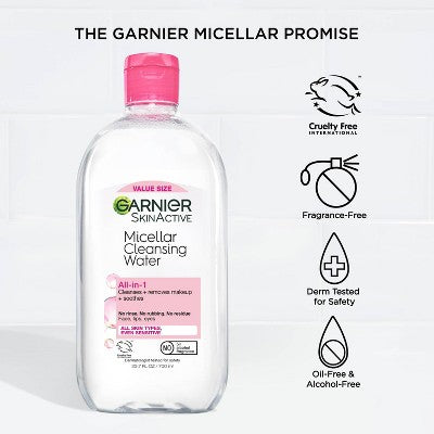 Garnier Micellar Water Hydrating Facial Cleanser &amp; Makeup Remover Basic Cleansing 23.7 fl oz - New