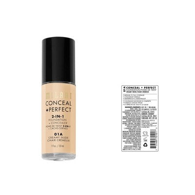 Milani Conceal + Perfect 2-in-1 Foundation + Concealer 01A Creamy Nude 1 fl oz - Imperfect Container by This is Beauty US