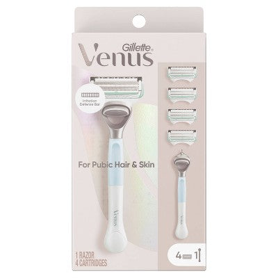 Venus For Pubic Hair and Skin Value Pack Razor Handle + 4 Blade Refills - Missing Box by This is Beauty US
