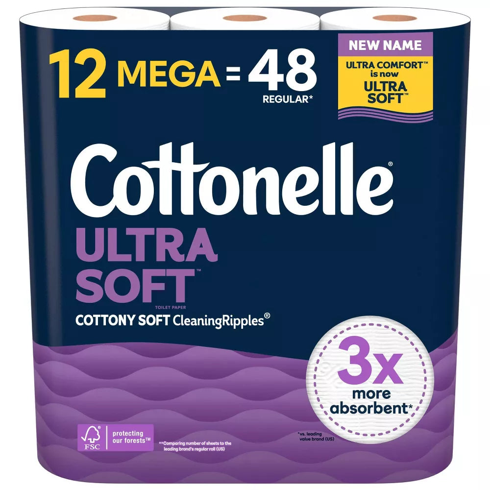 Cottonelle Ultra Soft Toilet Paper - 12 Mega Rolls  DestGlow