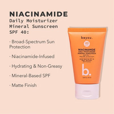 Beyou. Hydrating Niacinamide Daily Moisturizer Mineral Face Sunscreen SPF 40 1.69 fl oz - New by This is Beauty US