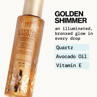 Pacifica Shimmering Body Oil Crystal Bronze 4 fl oz - Imperfect Container