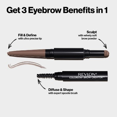 Revlon Colorstay Brow Creator Waterproof Pencil &amp; Powder 615 Soft Black 0.003oz - Imperfect Box