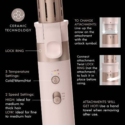 InfinitiPRO by Conair DigitalAIRE Multi-Attachment Styling System Rose Pink 1.25" - Imperfect Box by This is Beauty US