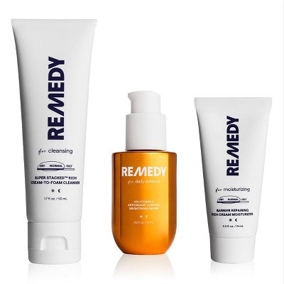 Remedy Skin Brightening 3-Piece Skincare Kit Gentle Cleanser Vitamin C Serum 2.7oz - Imperfect Box  DestGlow