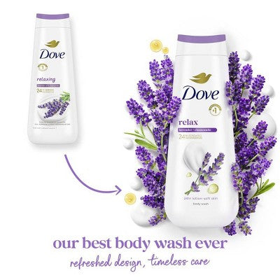Dove Relax Body Wash Lavender &amp; Chamomile 24hr Lotion Soft Skin 20 fl oz - Imperfect Container by This is Beauty US