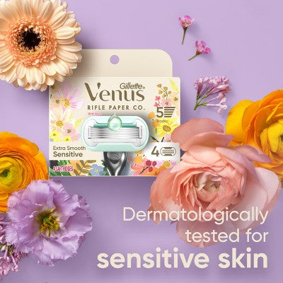 Rifle Paper Co. + Venus Deluxe Smooth Sensitive Razor Blade Refills 4ct - Missing Box by This is Beauty US