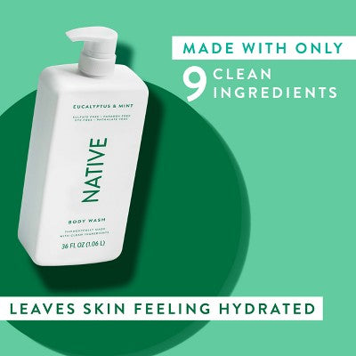 Native Body Wash for Men &amp; Women - Eucalyptus &amp; Mint Sulfate Free with Pump 36 fl oz - Imperfect Container by This is Beauty US