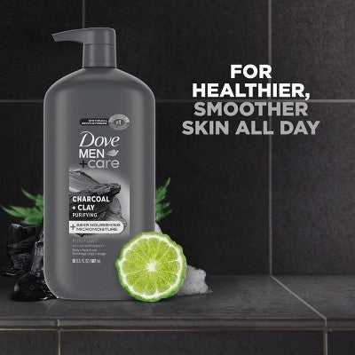 Dove Men+Care Charcoal + Clay Purifying Body; Face Wash Pump Sulfate Free 30 fl oz - New by This is Beauty US