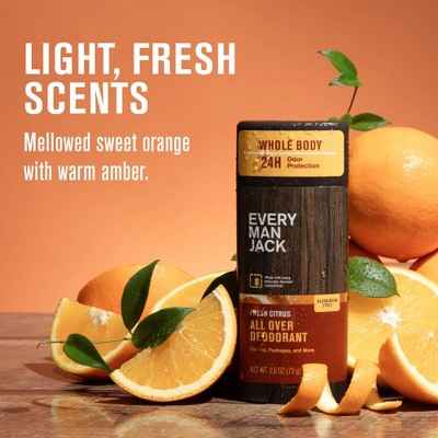 Every Man Jack All Over Solid Deodorant Fresh Citrus 2.6oz - New