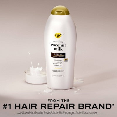 OGX Nourishing Coconut Milk Moisturizing Shampoo 25.4 fl oz - Imperfect Container by This is Beauty US