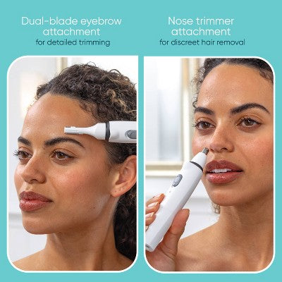 Conair Girlbomb Wet and Dry Cordless Rechargeable Face Shaver with Nose, Ear, Eyebrow and Bikini Trimmer Attachments Set 6pc - Imperfect Box by This is Beauty US