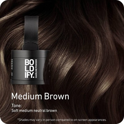 BOLDIFY Root Touch Up Powder with Brush Covers Grays Medium Brown - Imperfect Box by This is Beauty US