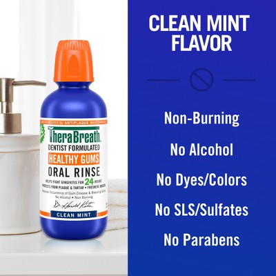 TheraBreath Healthy Gums Mouthwash Antigingivitis Clean Mint 16 fl oz - Imperfect Container by This is Beauty US