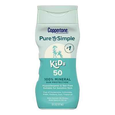 Coppertone Pure and Simple Kids Mineral Sunscreen Lotion SPF 50 6 fl oz - Imperfect Container