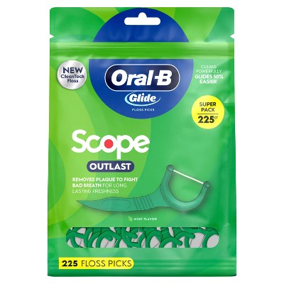 Oral-B Glide with Scope Outlast Dental Floss Picks Mint 225ct - New by This is Beauty US