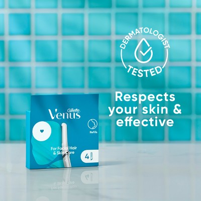 Venus for Facial Hair &amp; Skin Care Exfoliating Dermaplaning Razor Blade Refills 4ct - New