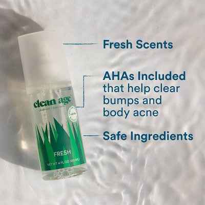 Clean Age Fresh AHA Deodorant + Body Spray for Teens 4 fl oz - New
