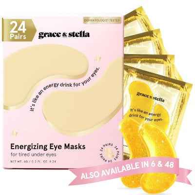 Grace &amp; Stella Energizing Under Eye Mask Gold  24 Pair - New