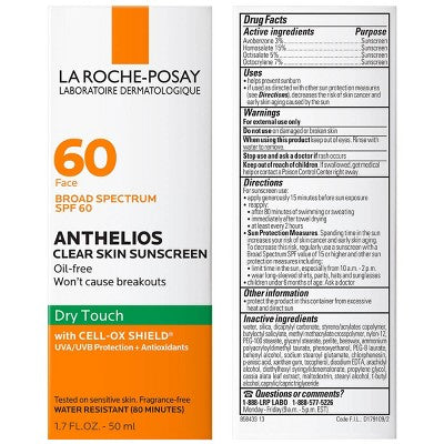 La Roche Posay Anthelios Clear Skin Dry Touch Face Sunscreen SPF 60 1.7 fl oz - Imperfect Box by This is Beauty US