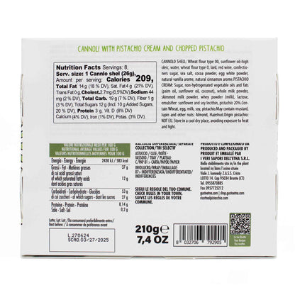 Gusto Etna, Sicilian 8 pcs Cannoli filled with Pistachio Cream Gift Box