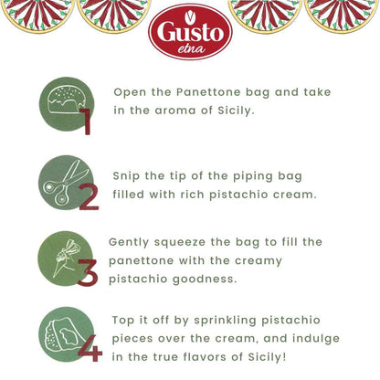 Gusto Etna, Italian Panettone with Pistachio Cream and pistachio chopped