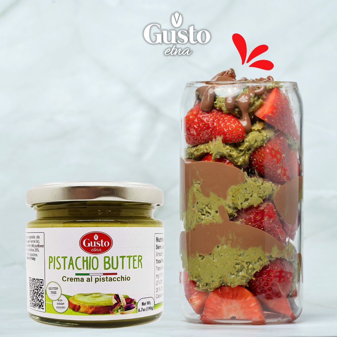 Gusto Etna Pistachio Cream Butter 190g (6.7 oz) – 28% Pistachio, Made in Sicily, Italian Pistachio Spread for Gelato, Pastry &amp; Dessert