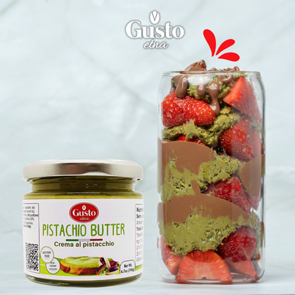Gusto Etna Pistachio Cream Butter 190g (6.7 oz) – 28% Pistachio, Made in Sicily, Italian Pistachio Spread for Gelato, Pastry &amp; Dessert