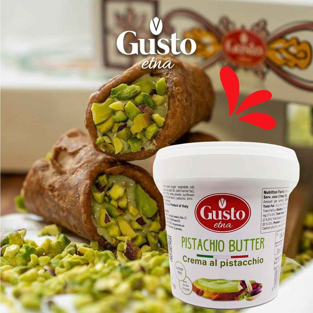 Gusto Etna Pistachio Cream Butter 3kg (6.6 lb) – 28% Pistachio, Made in Sicily, Italian Pistachio Spread for Gelato, Pastry &amp; Desserts