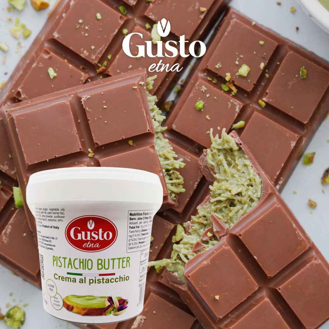 Gusto Etna Pistachio Cream Butter 3kg (6.6 lb) – 28% Pistachio, Made in Sicily, Italian Pistachio Spread for Gelato, Pastry &amp; Desserts