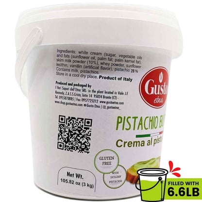 Gusto Etna Pistachio Cream Butter 3kg (6.6 lb) – 28% Pistachio, Made in Sicily, Italian Pistachio Spread for Gelato, Pastry &amp; Desserts