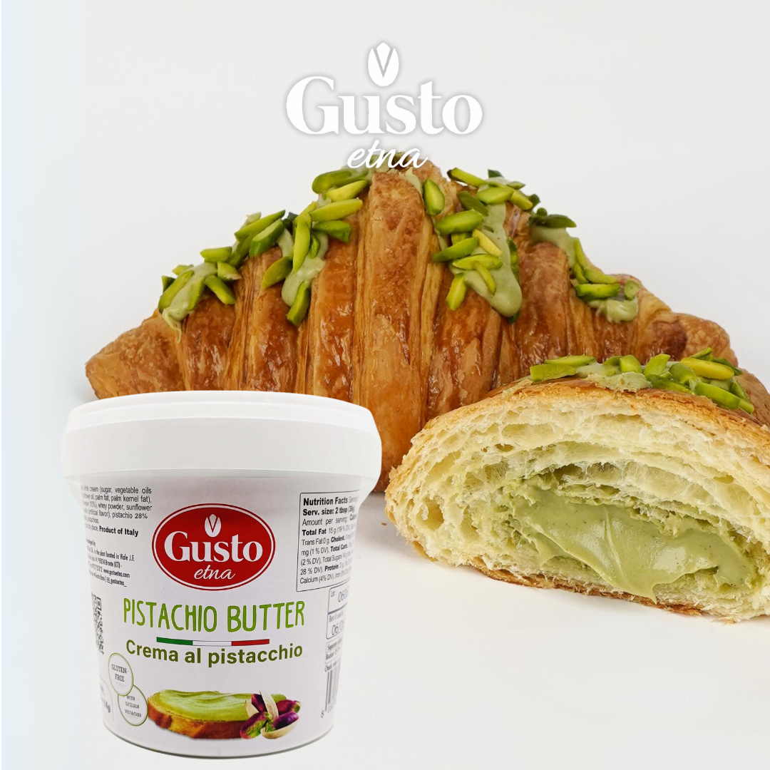 Gusto Etna Pistachio Cream Butter, 1kg (2.2 lb) – 28% Pistachio, Made in Sicily, Italian Pistachio Spread for Gelato, Pastry &amp; Desserts