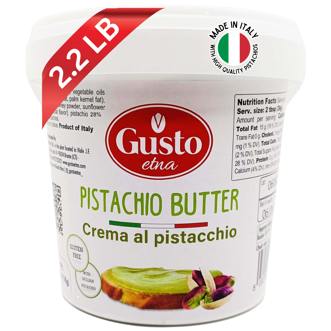 Gusto Etna Pistachio Cream Butter, 1kg (2.2 lb) – 28% Pistachio, Made in Sicily, Italian Pistachio Spread for Gelato, Pastry &amp; Desserts
