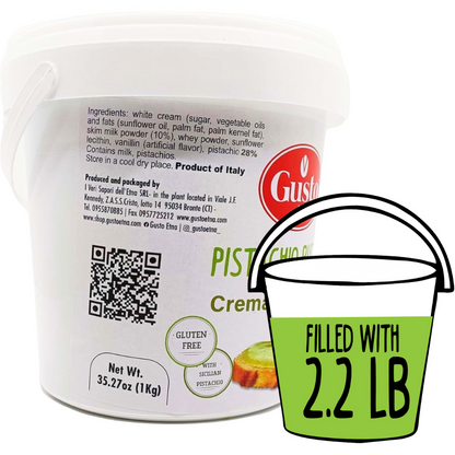 Gusto Etna Pistachio Cream Butter, 1kg (2.2 lb) – 28% Pistachio, Made in Sicily, Italian Pistachio Spread for Gelato, Pastry &amp; Desserts