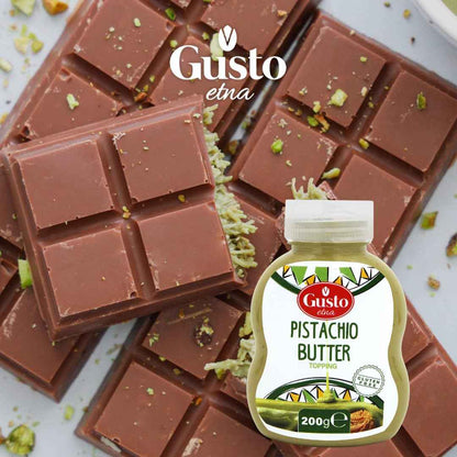 Gusto Etna Pistachio Butter Squeeze Bottle 200g (7.05 oz) – 20% Pistachios, Italian Pistachio Cream Spread for Desserts &amp; Viral Dubai Strawberry Cup