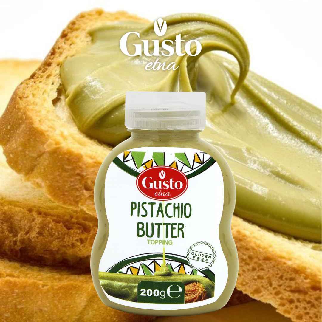 Gusto Etna Pistachio Butter Squeeze Bottle 200g (7.05 oz) – 20% Pistachios, Italian Pistachio Cream Spread for Desserts &amp; Viral Dubai Strawberry Cup