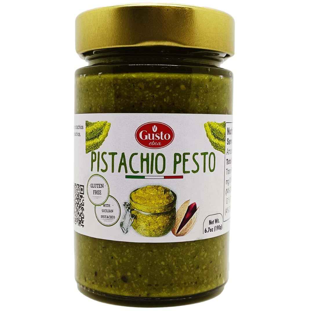 Gusto Etna, Pistachio Pesto Jar, Salty Pistachio Pesto, Product of Italy, 6.7 oz (190g)