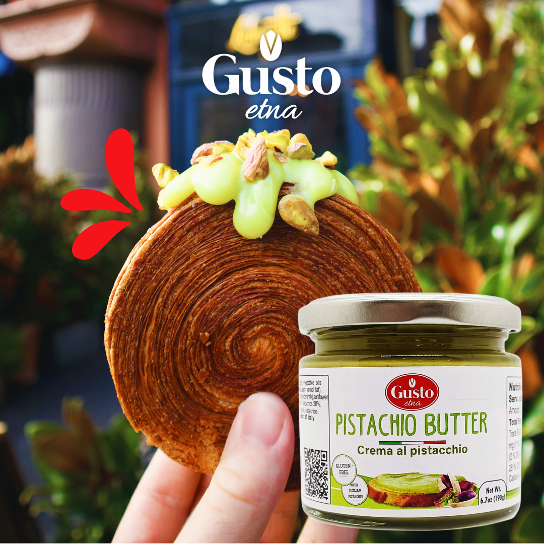 Gusto Etna Pistachio Cream Butter 190g (6.7 oz) – 28% Pistachio, Made in Sicily, Italian Pistachio Spread for Gelato, Pastry &amp; Dessert