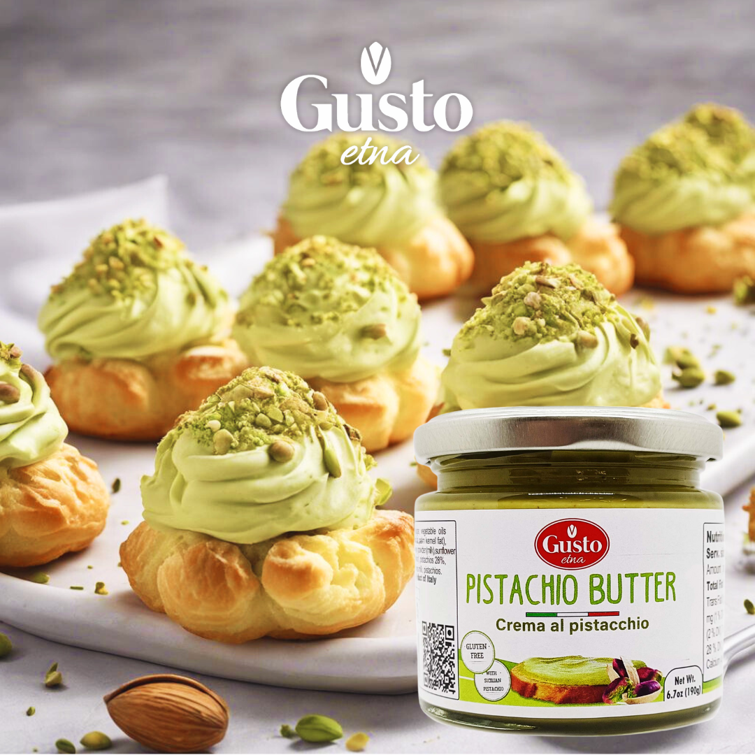 Gusto Etna Pistachio Cream Butter 190g (6.7 oz) – 28% Pistachio, Made in Sicily, Italian Pistachio Spread for Gelato, Pastry &amp; Dessert
