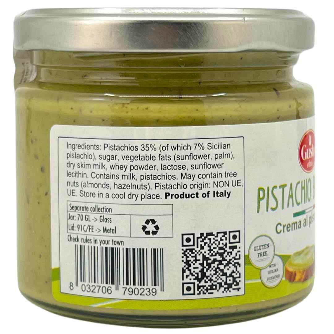 Gusto Etna Pistachio Cream Butter 190g (6.7 oz) – 28% Pistachio, Made in Sicily, Italian Pistachio Spread for Gelato, Pastry &amp; Dessert