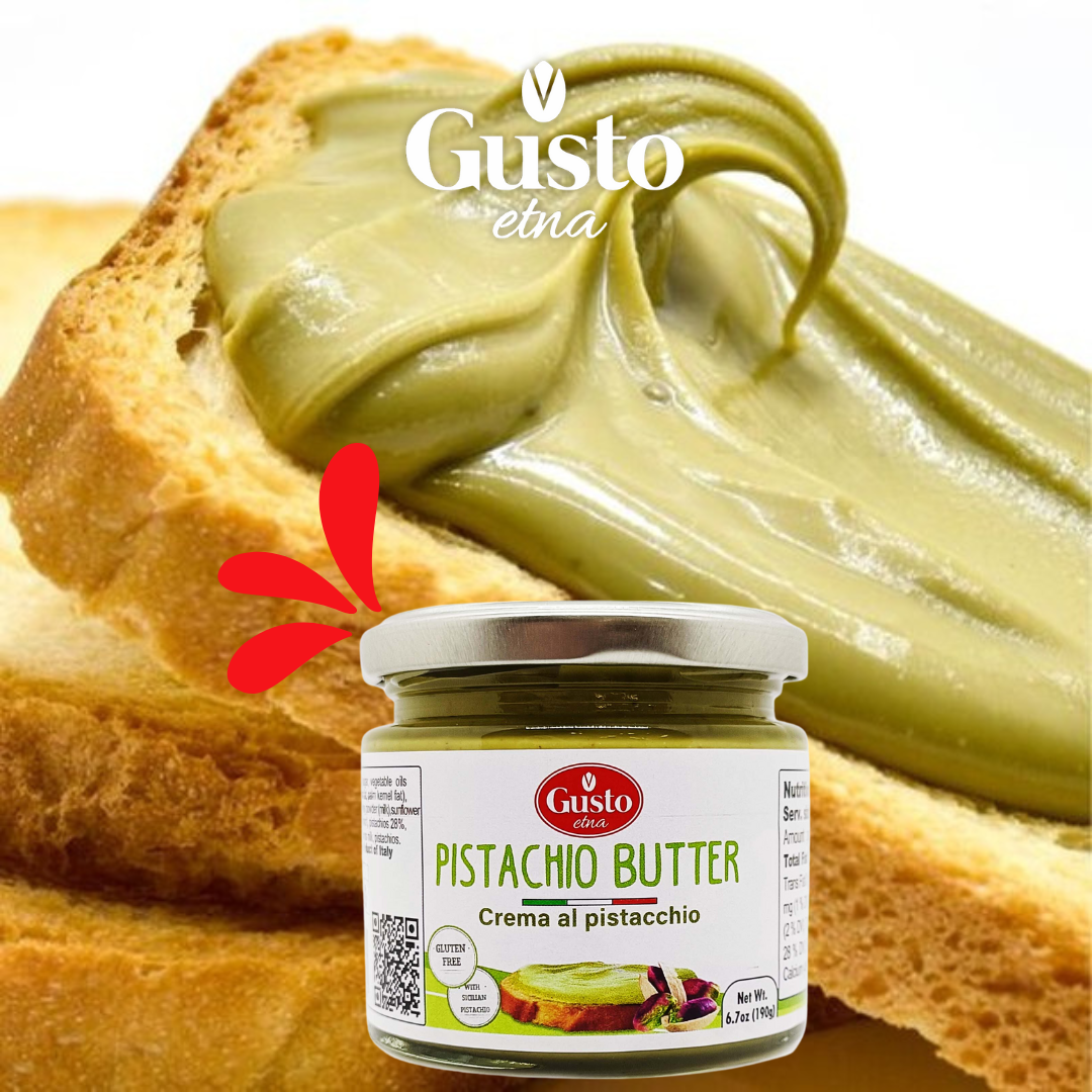 Gusto Etna Pistachio Cream Butter 190g (6.7 oz) – 28% Pistachio, Made in Sicily, Italian Pistachio Spread for Gelato, Pastry &amp; Dessert