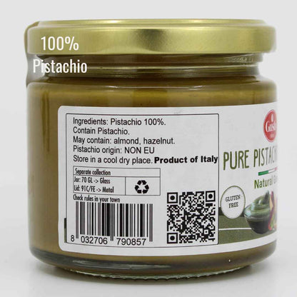 Gusto Etna Pure Pistachio Paste 6.07 oz (172g) Jar – 100% Pistachios, Unsweetened Italian Pistachio Butter, No Sugar, Product of Sicily